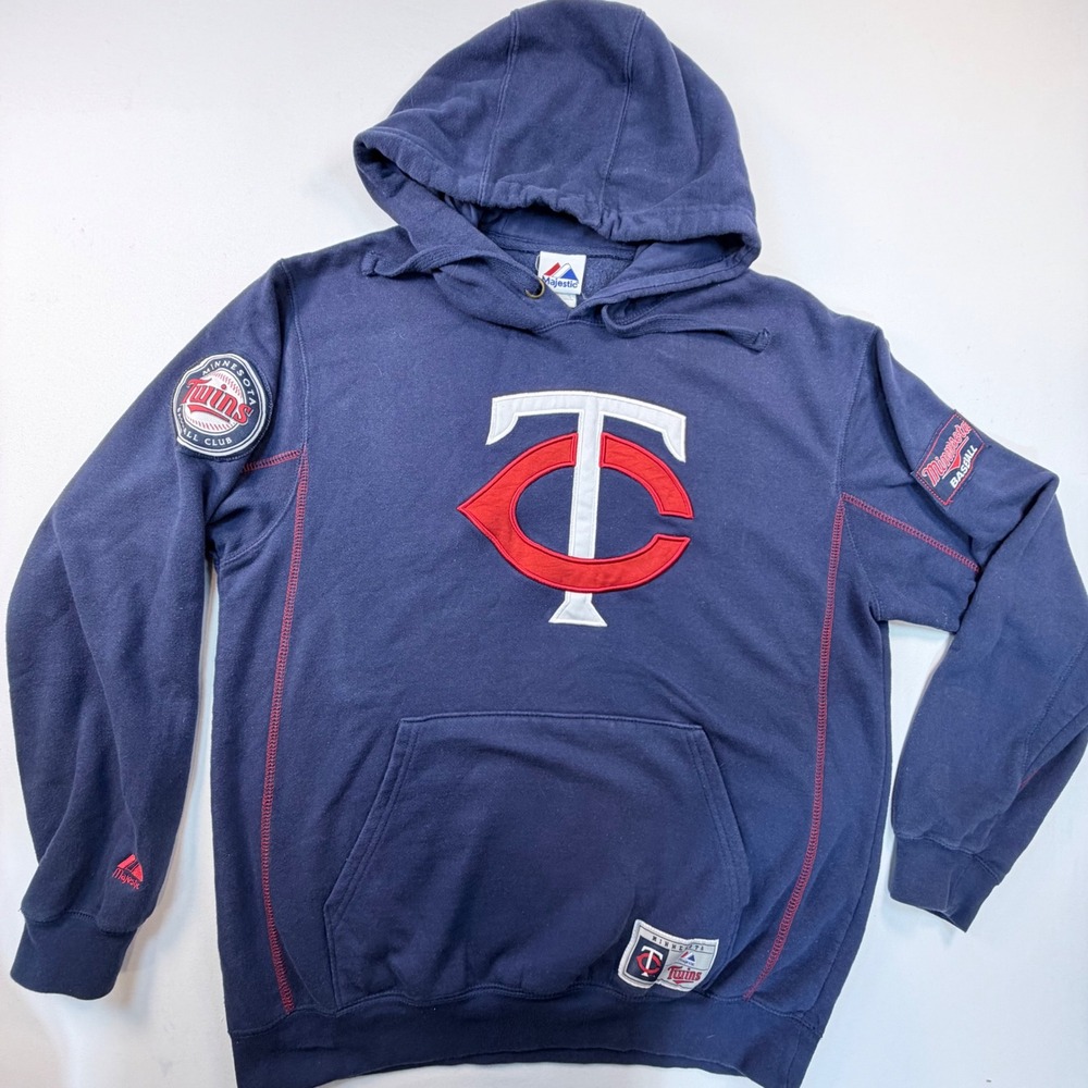 Minnesota Twins Majestic Hoodie Mens M Embroidered TC Logo Patch MLB Baseball